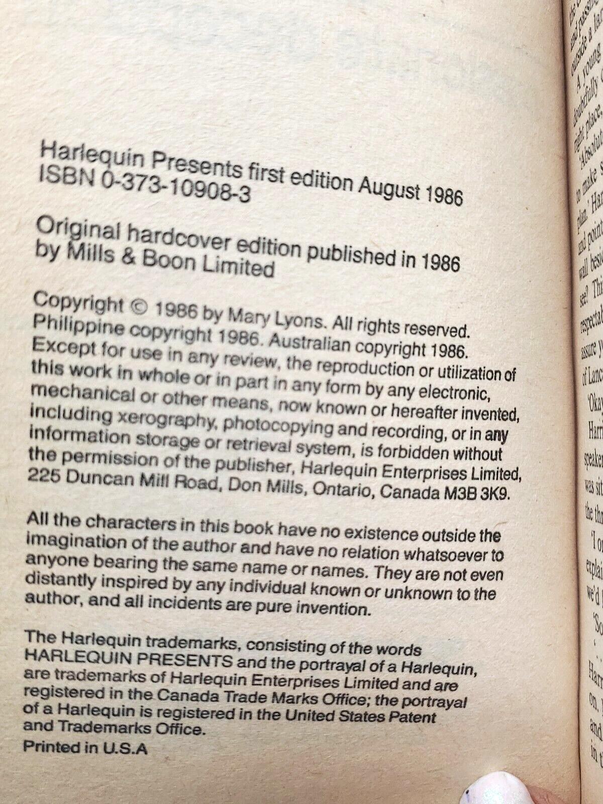Passionate Deception Vintage 1986 Paperback Romance Novel by Mary Lyons Like New