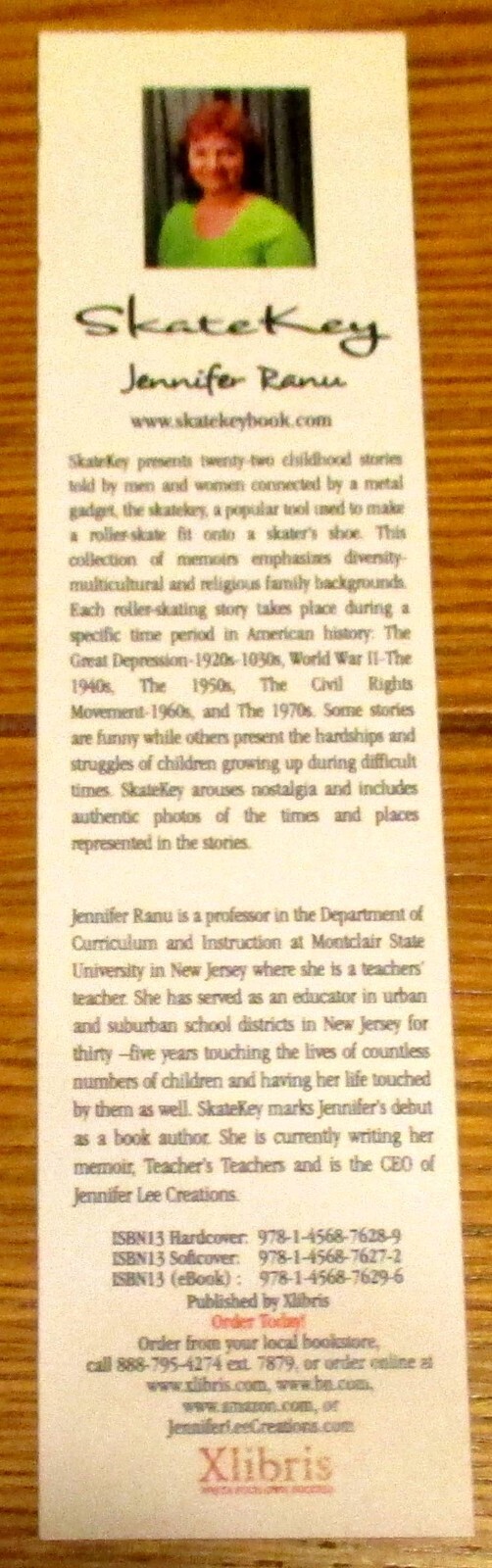 2011 Skatekey by Jennifer Ranu Softcover Book SIGNED 164 Pages W/Bookmark