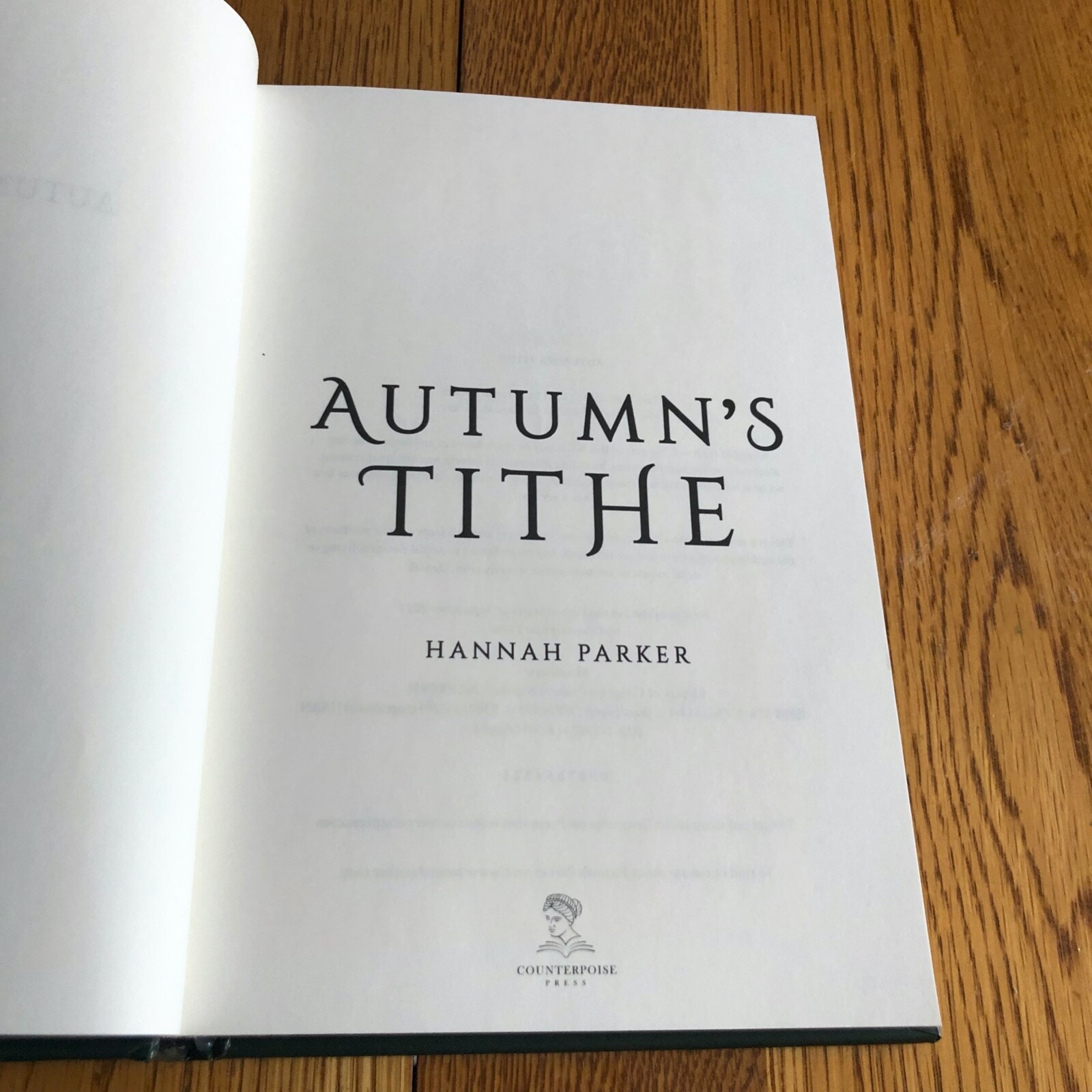 Autumn’s Tithe by Hannah Parker Hardcover 2021 SIGNED