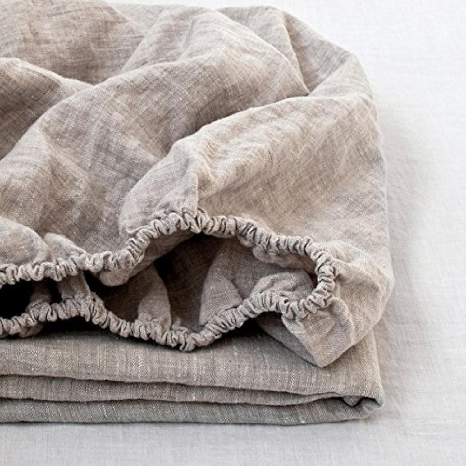 100% Linen Fitted Sheet King, 14 Inch Deep Pocket Mattress