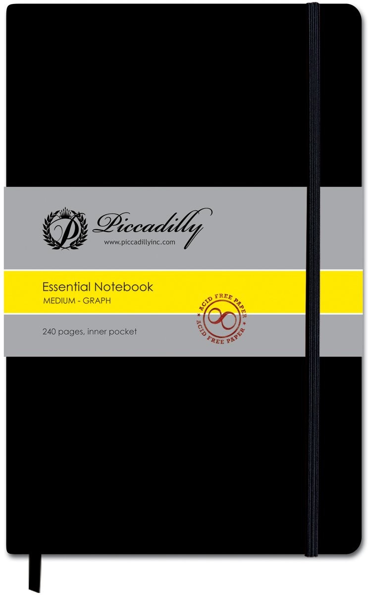 Piccadilly Essential Notebook Medium – Black – Graph office_product New