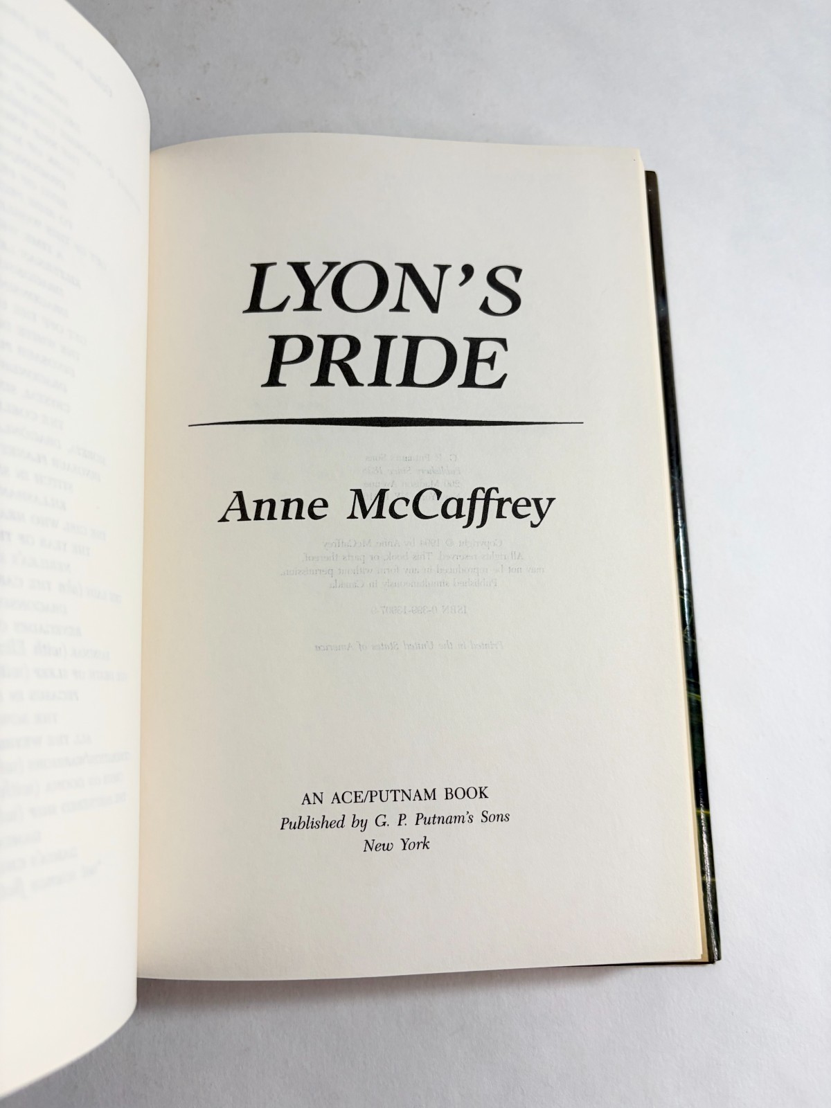 Lyon’s Pride Hardcover Book Ace Putnam Anne McCaffrey
